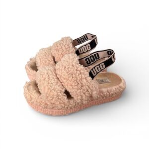 Ugg fluffy Women's Light Pink Platform Slippers Slingback Size 7